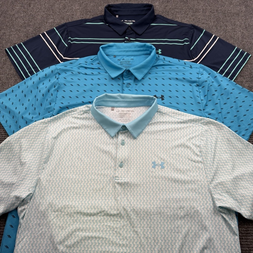 Under Armour Playoff Polo 3 Piece Lot Men's Size 2XL Multicolored Performance